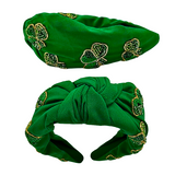 Green St. Patrick's Day Clover Beaded Headband (Each)