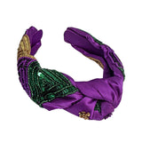 Purple Mardi Gras Sequin Bead Knot Headband (Each)