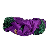 Purple Mardi Gras Sequin Bead Knot Headband (Each)