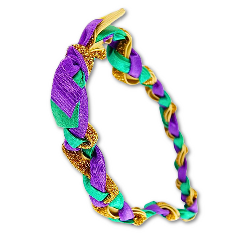 Mardi Gras Braided Ribbon Headband (Each)