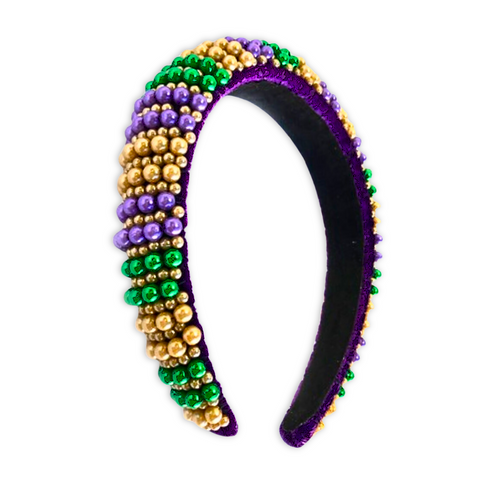 Mardi Gras Pearl Stripe Headband (Each)