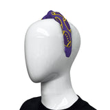 Purple and Yellow Seed Bead Football Headband (Each)