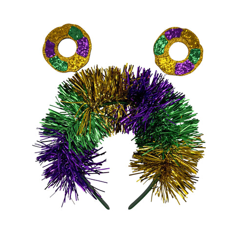 Mardi Gras King Cake Tinsel Head Bopper (Each)