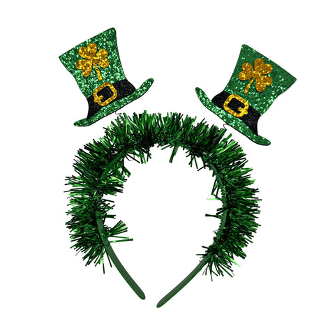 Green Leprechaun Hat Tinsel Head Bopper (Each)