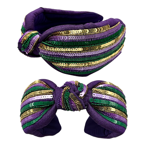 Mardi Gras Sequin Stripe Headband (Each)