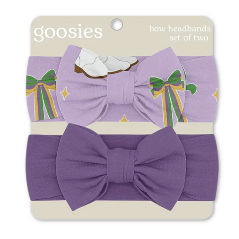 Mardi Gras Queen Bow Headband Set (Set of 2)