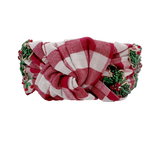 Red Christmas Gingham Holly Headband (Each)