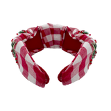 Red Christmas Gingham Holly Headband (Each)