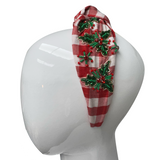 Red Christmas Gingham Holly Headband (Each)