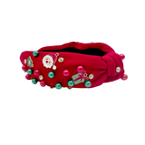 Red Christmas Ball Top Knot Headband (Each)