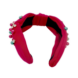 Red Christmas Ball Top Knot Headband (Each)
