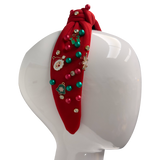 Red Christmas Ball Top Knot Headband (Each)