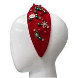 Red Christmas Ball Top Knot Headband (Each)