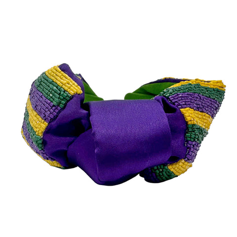 Mardi Gras Beaded Stripe Headband (Each)