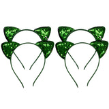 Mardi Gras Purple, Yellow, and Green Sequin Cat Ear Headband (Pack of 12)