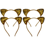 Mardi Gras Purple, Yellow, and Green Sequin Cat Ear Headband (Pack of 12)