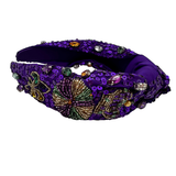 Purple Mardi Gras Sequin Knot Headband (Each)