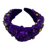 Purple Mardi Gras Sequin Knot Headband (Each)