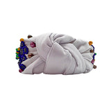 White Mardi Gras Bead Dog Knot Headband (Each)