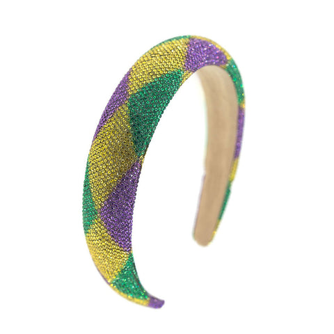 Mardi Gras Harlequin Pattern Crystal Headband (Each)
