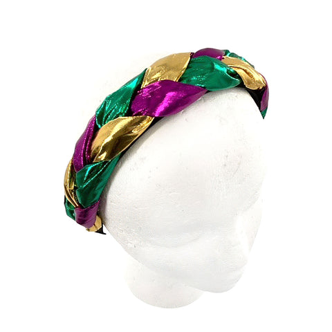 Mardi Gras Metallic Braided Headband (Each)