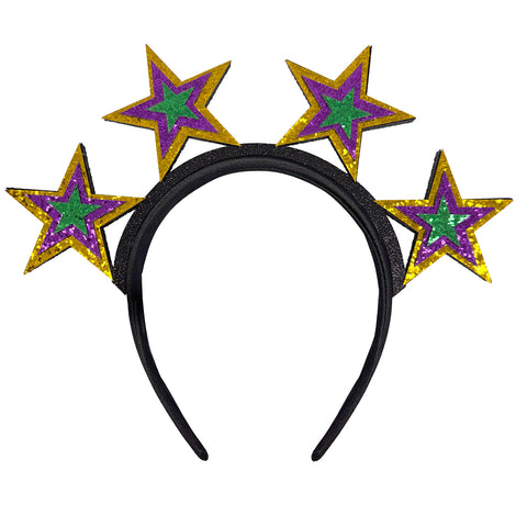 Purple, Gold and Green Multi Star Headband (Each)