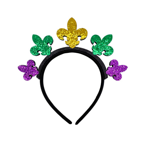 Purple, Gold and Green Flur de lis Headband (Each)