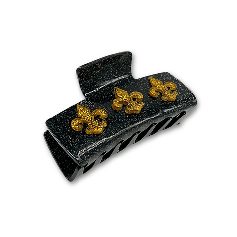 Black and Gold Fleur de Lis Claw Clip (Each)
