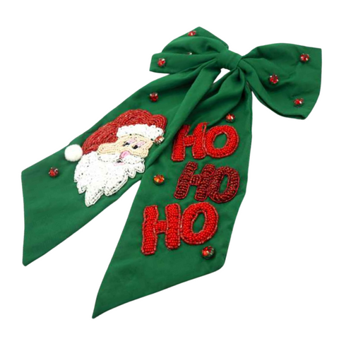 Green Ho Ho Ho Christmas Bow (Each)
