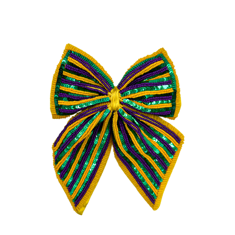 Mardi Gras Sequin Hair Bow (Each)