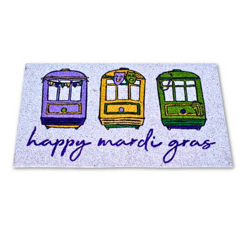 Mardi Gras Streetcar Coir Doormat (Each)