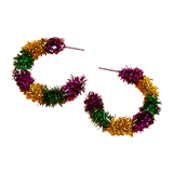 Mardi Gras Tinsel Small Hoop Earrings (Pair)