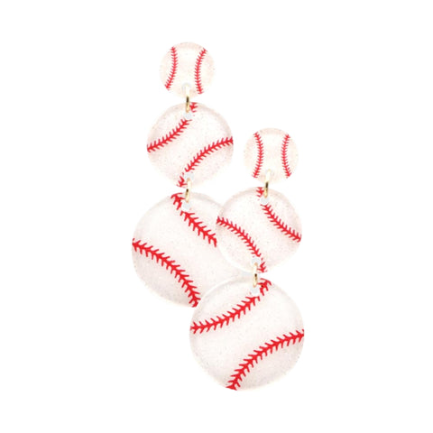 Baseball Acetate Link Earrings (Pair)