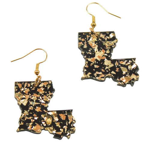 Louisiana State Black and Gold Acrylic Earrings (Pair)