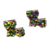 Louisiana State Mardi Gras Glitter Resin Earrings (Pair)