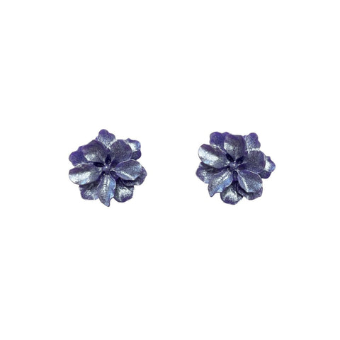 Purple Shimmer Flower Earrings (Pair)