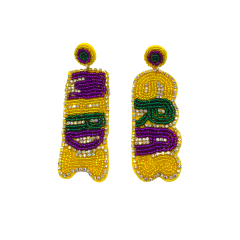 Mardi & Gras Beaded Earrings (Pair)