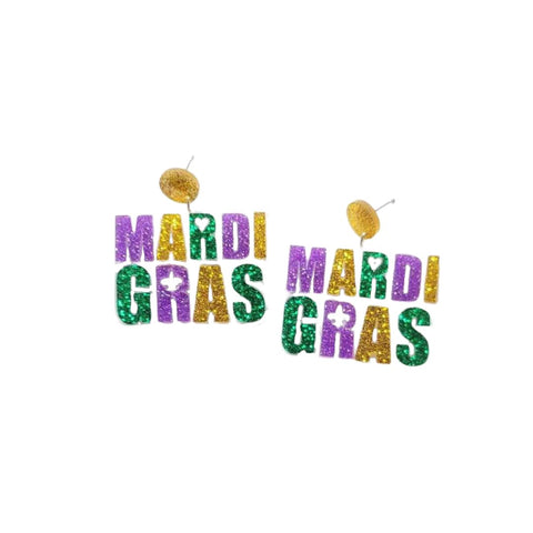 Purple, Green, and Gold Mardi Gras Acrylic Earring (Pair)