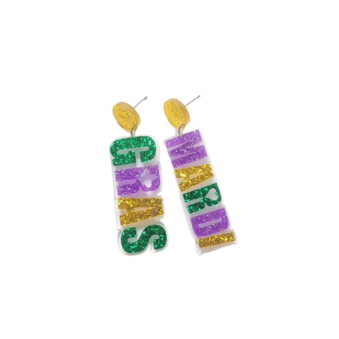 Mardi Gras Acrylic Earring (Pair)