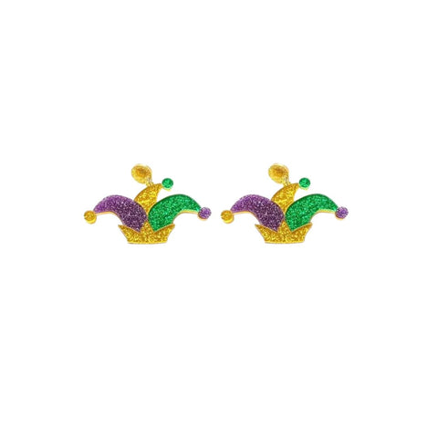 Mardi Gras Jester Hat Acrylic Earrings (Pair)