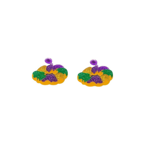 Mardi Gras King Cake Acrylic Earrings (Pair)