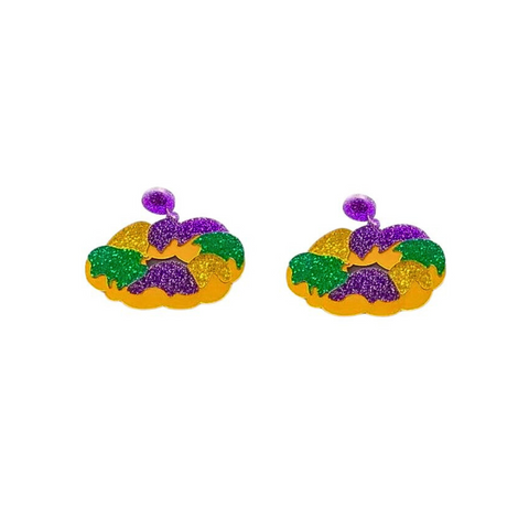 Mardi Gras King Cake Acrylic Earrings (Pair)