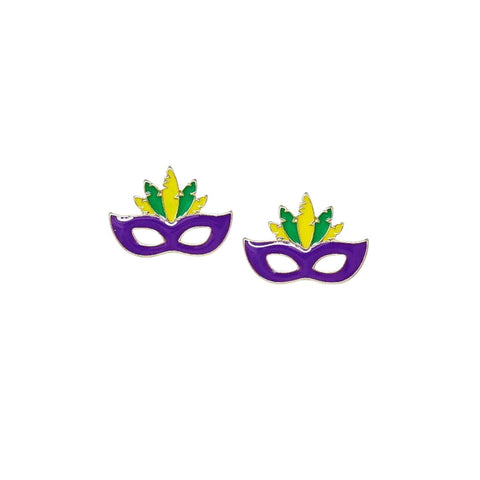 Mardi Gras Mask Enamel Stud Earrings (Pair)