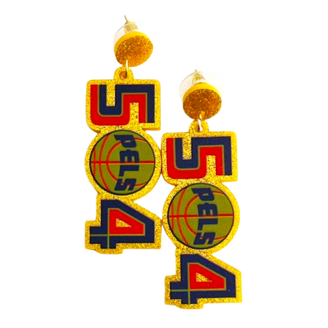 New Orleans Pelicans 504 Acrylic Earrings (Pair)