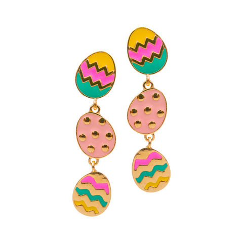 Enamel Easter Egg Link Earrings (Pair)