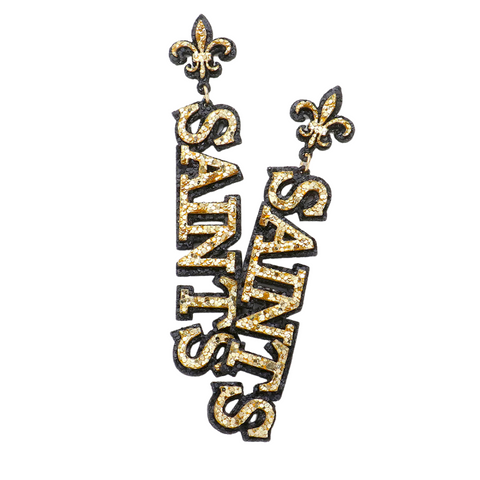 Felt Back Glittered SAINTS Fleur de Lis Earrings (Pair)