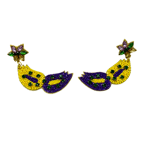 Mardi Gras Mask Seed Bead Earrings (Pair)