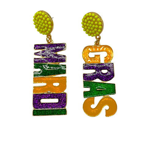 Mardi Gras Glitter Earrings (Pair)