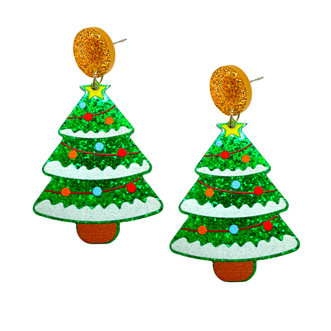 Acrylic Christmas Tree Earrings (Pair)