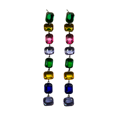 Jewel Tones Dangle Stone Earrings (Pair)